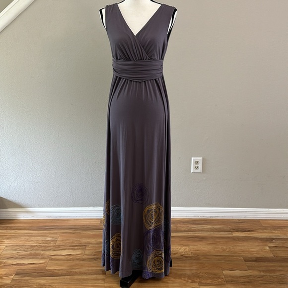 Boden Embroidered Maxi Jersey Dress Size 8L - Picture 4 of 10